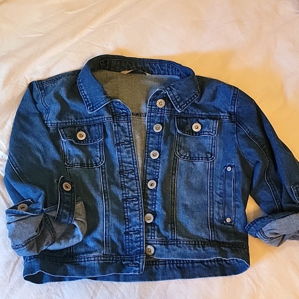 Highway cropped denim jacket, size large